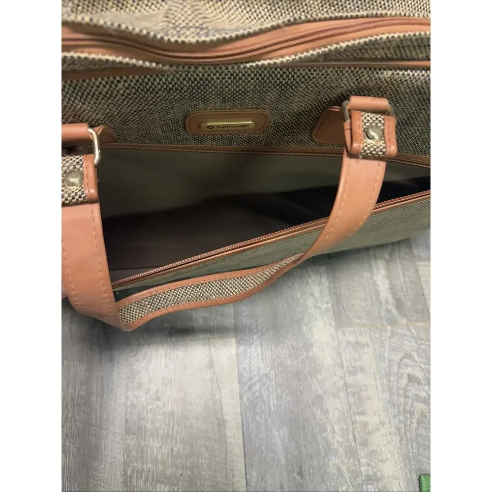 NEW Vintage Samsonite Tweed Suitcase Special Collection Luggage Travel Case